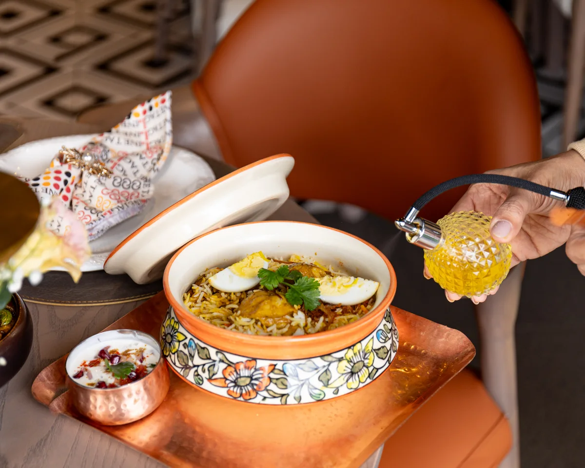 A finishing flourish added to a fragrant Tagline biryani